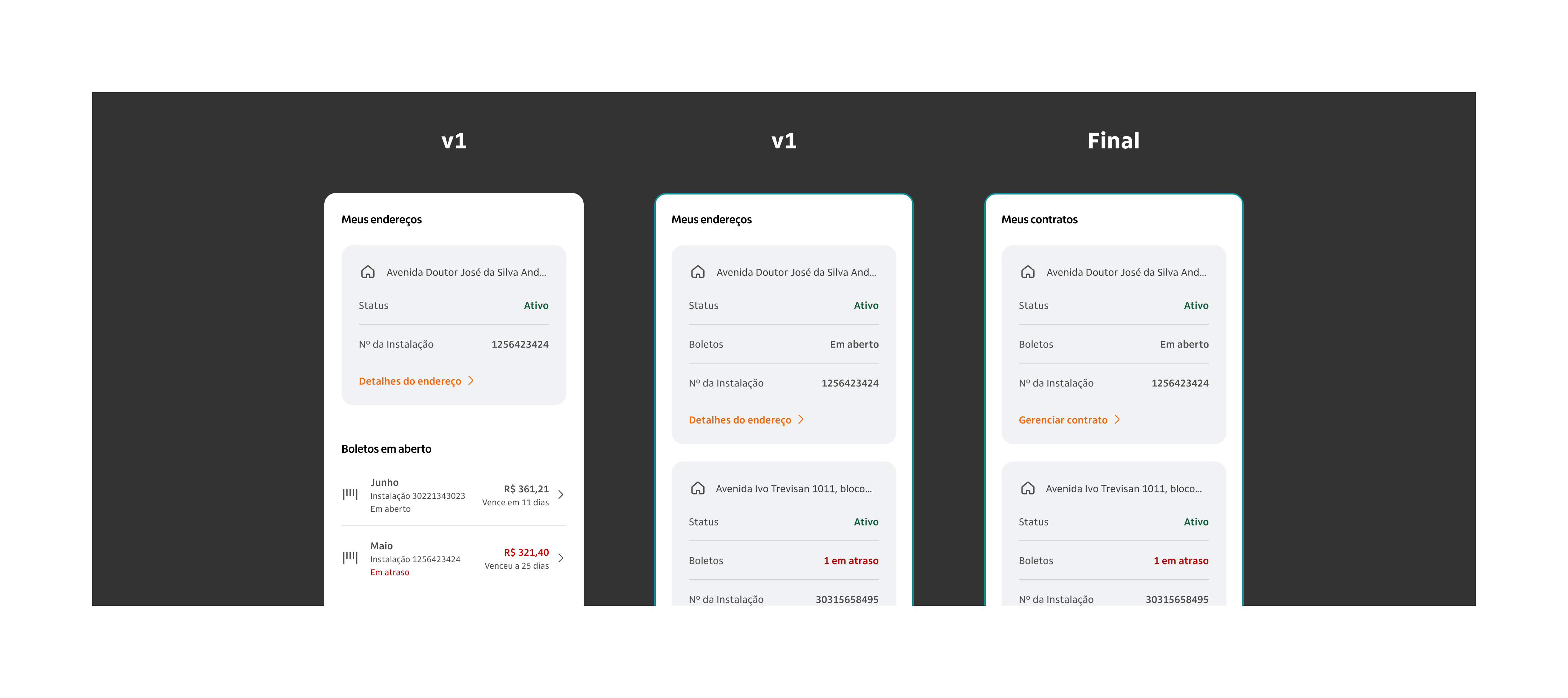 Product and billing card iterations